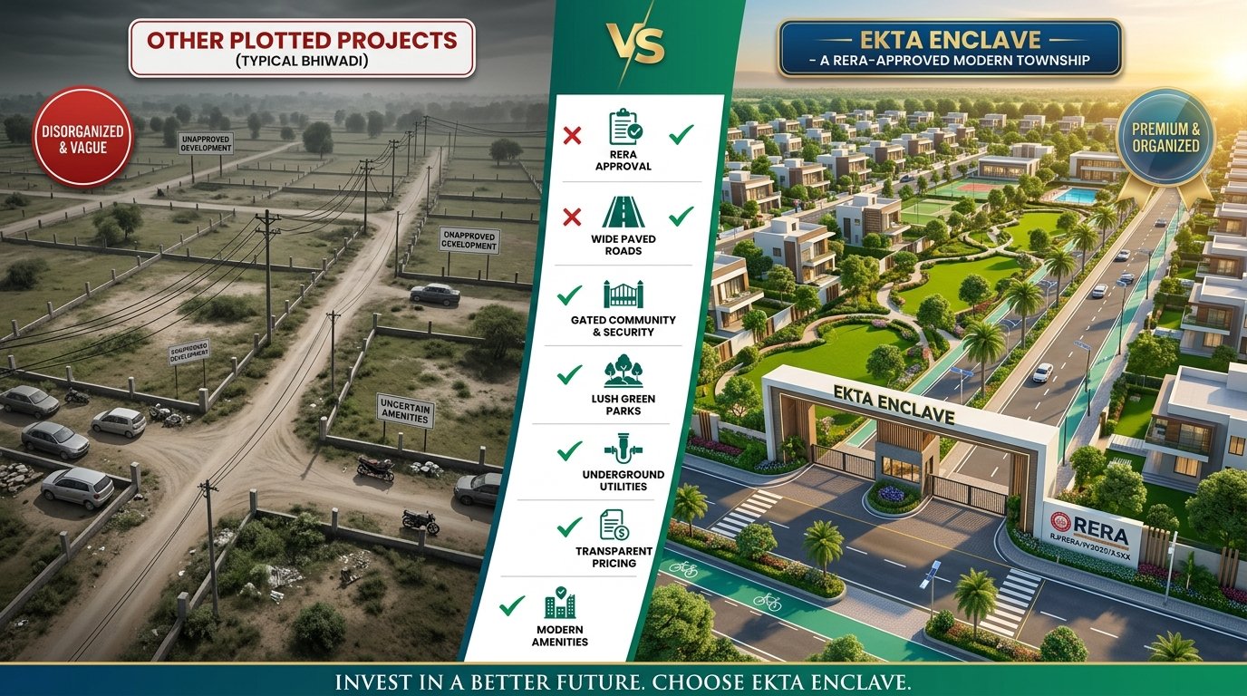 Ekta Enclave vs Other Plotted Projects in Bhiwadi – Which Is the Better Investment?